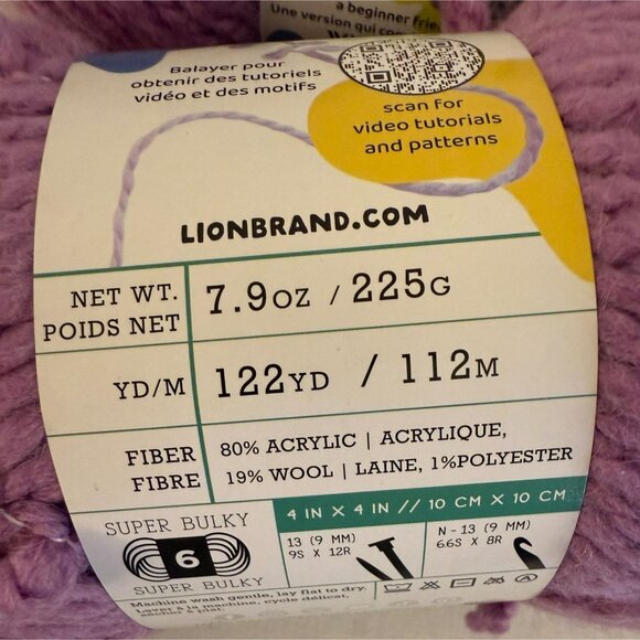 Lion Brand Wool Ease Insta Knit Yarn Super Bulky Violet It Go 122 yd Beginner - Picture 4 of 9